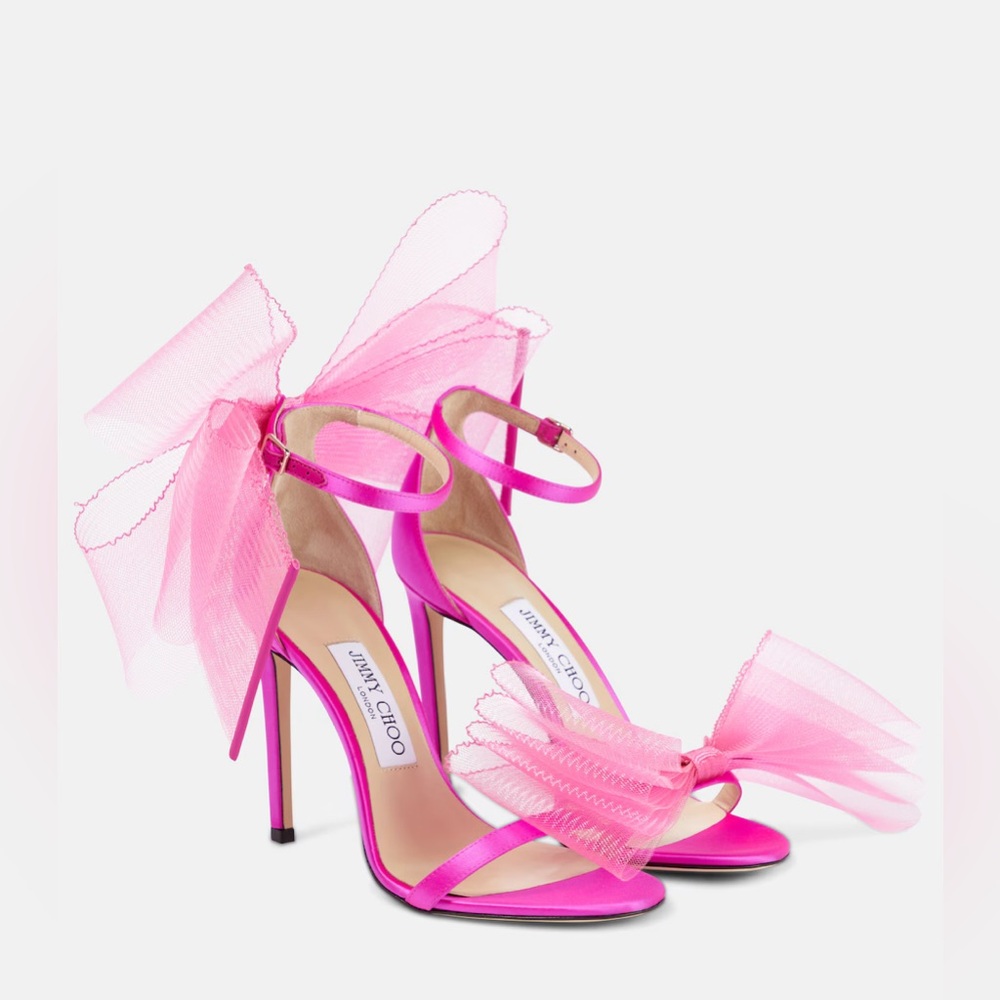 JIMMY CHOO
Aveline 100 bow-trimmed sandals